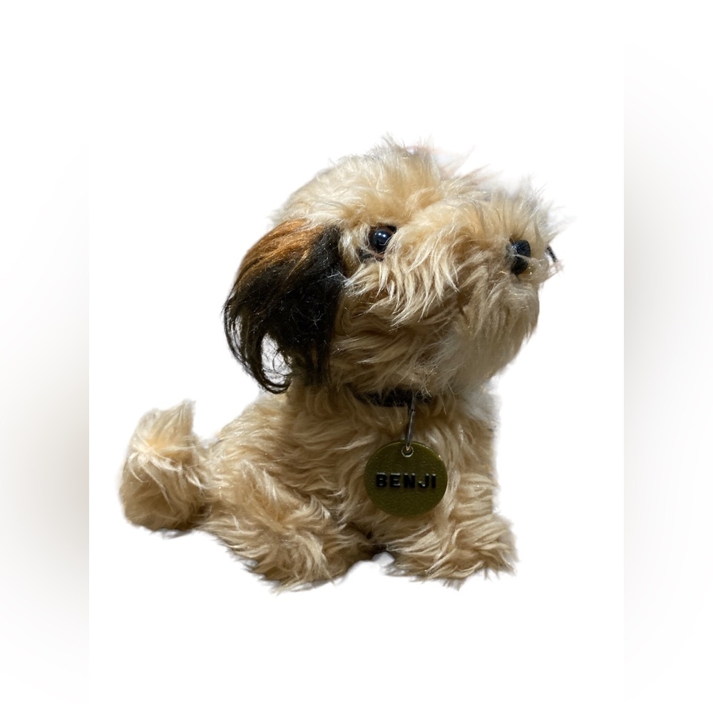 Vintage Dakin Benji The Dog Mulberry Square Plush Stuffed Metal Name Tag 9" 1980
